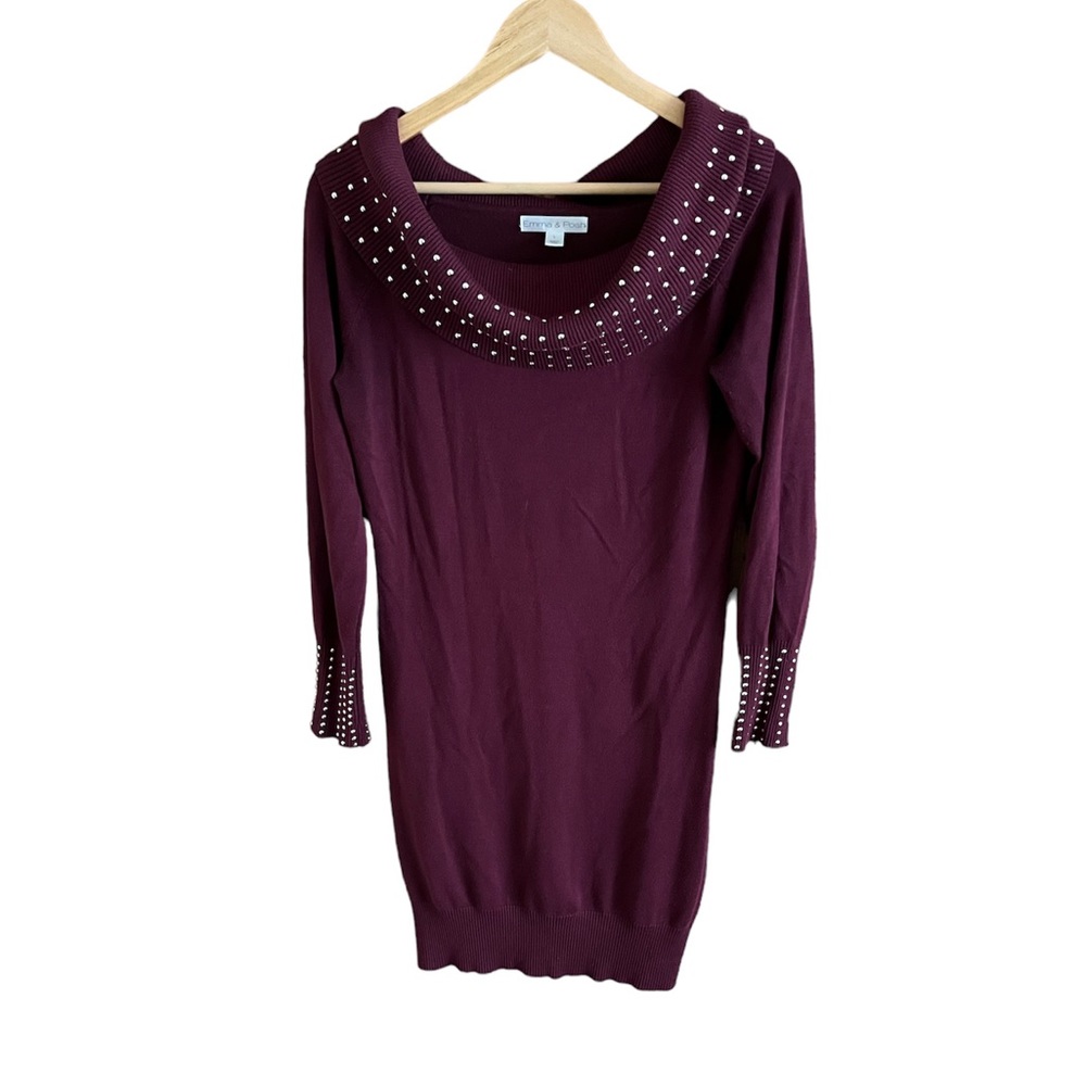 Emma & Posh elegant burgundy sweater dress. Size L Valentine feminine romantic
